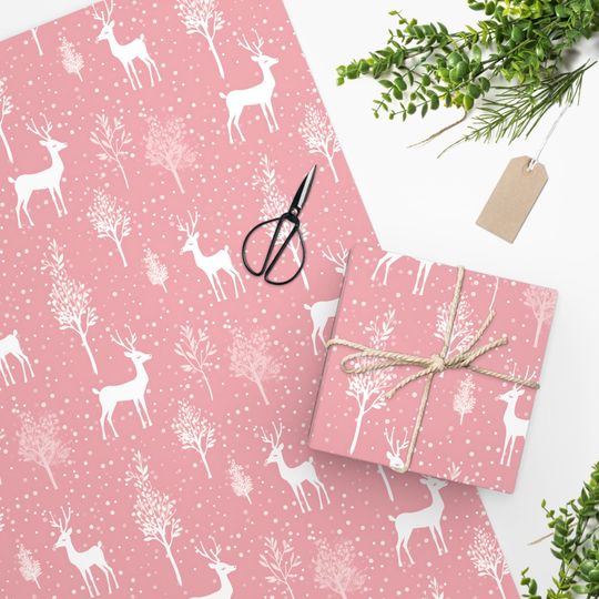 Discover Pink Reindeer Christmas Gift Wrapping Paper 2023