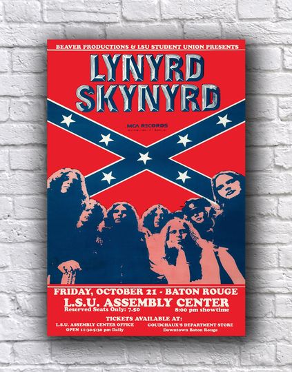 Discover Lynyrd Skynyrd 1977 Baton Rouge, Louisiana Canceled Show Tour Poster