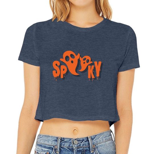 Discover Ghosts Orange Halloween Flowy Cropped Tee