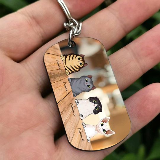 Discover Drive Safe I Need You Here With Me - Personalized Father's Day Cat Stainless Steel Keychain