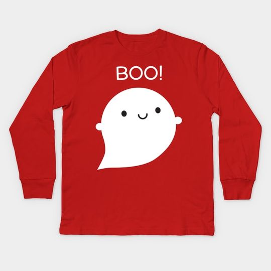Discover Boo! Kawaii Halloween Ghost - Kawaii Ghost - Kids Long Sleeve T-Shirt