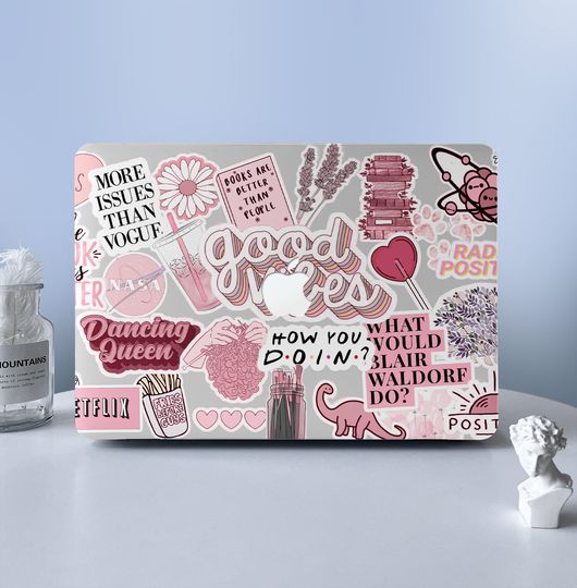 Discover Pink Sticker Collage MacBook Case Laptop Skins