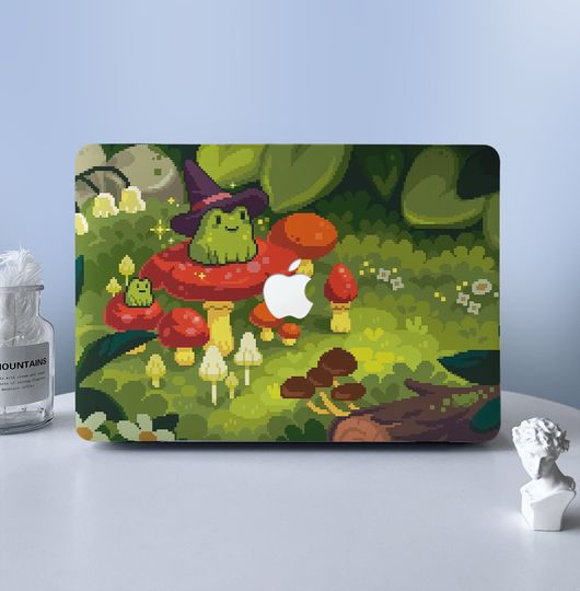 Discover Frog Mushroom Meadow MacBook Case Laptop Skins