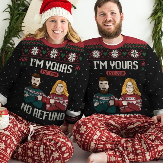 Discover We Belong To Each Other, No Refund - Personalized Custom Unisex Ugly Christmas Sweatshirt