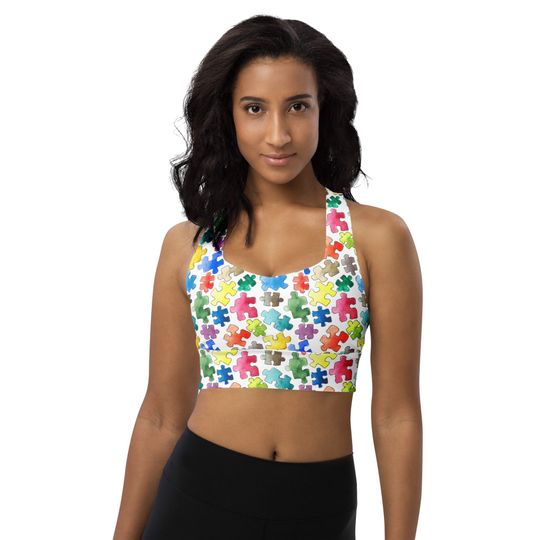 Discover Jigsaw Puzzle Pattern Sports Bra for Fitness