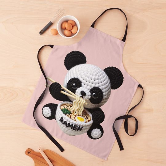 Discover Panda Eating Ramen Kitchen Apron