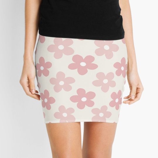 Discover Pink Cream Daisy Mini Skirt