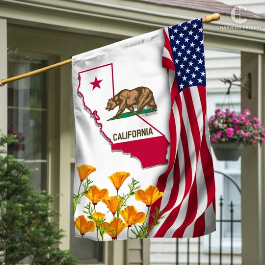 Discover California State Flag Garden Flag - Poppy Design