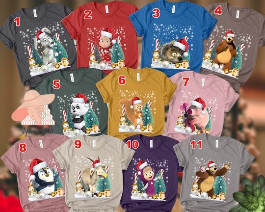 Discover Custom Marsha and the Bear Theme Christmas Family Shirts