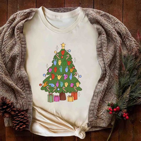 Discover Sign Language Tree Shirt, Christmas Sign Language Shirt
