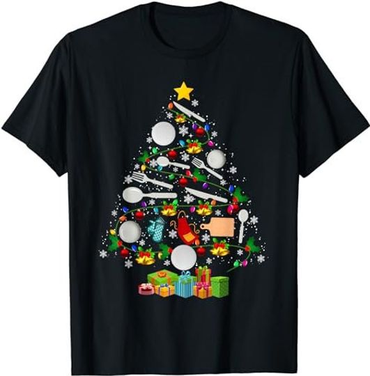 Discover Lunch Lady Equipment Christmas Tree Funny Lights Lunch Lady T-Shirt