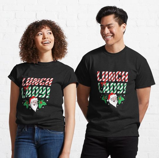 Discover School Lunch Lady Christmas Santa Funny Matching Xmas T-Shirt