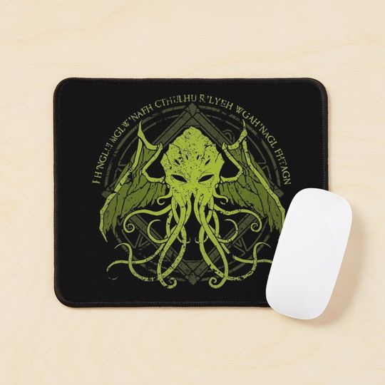 Discover Cthulhu - Lovecraft - Distressed chant design v2 Mouse Pad