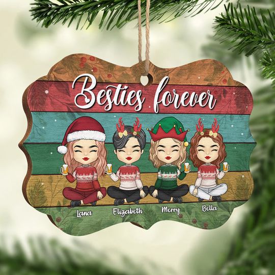 Discover Best Friends Forever - Personalized Custom Benelux Shaped Wood Christmas Ornament