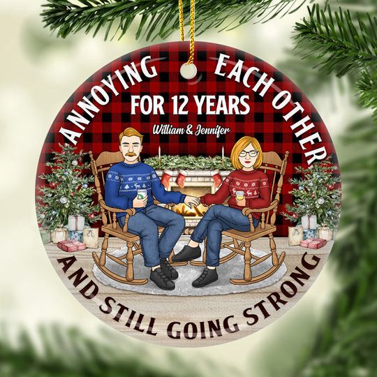 Discover Annoying Each Other - Personalized Custom Round Shaped Ceramic Christmas Ornament