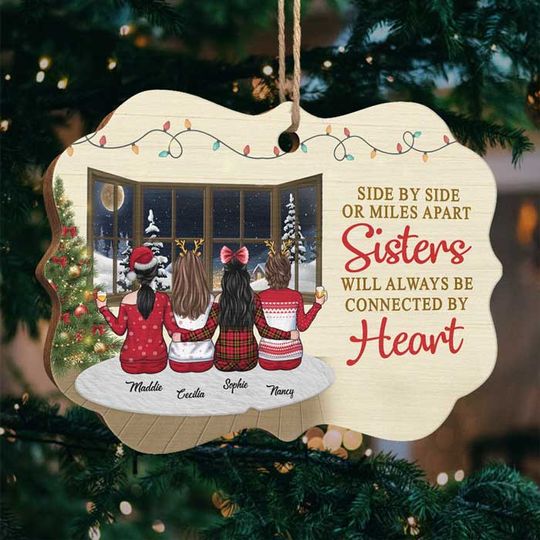 Discover Side By Side Or Miles Apart - Personalized Custom Benelux Shaped Wood Christmas Ornament