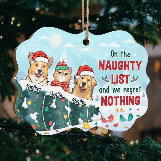 Discover On The Naughty List & Regret Nothing - Dog & Cat Personalized Custom Ornament