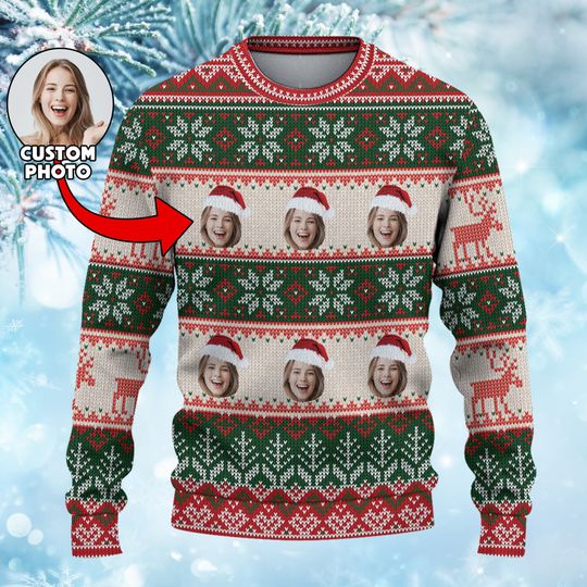 Discover Personalized Face Photo Ugly Christmas Sweater