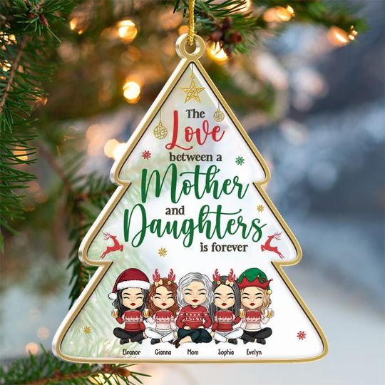 Discover The Love Between A Mother & Daughters Is Forever - Family Personalized Custom Ornament