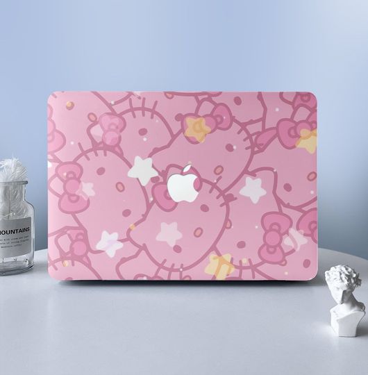 Discover Pink Kitty Cartoon MacBook Case Laptop Skins