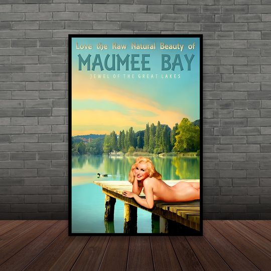 Discover Michigan Lake Marilyn Monroe Pinup Travel Poster