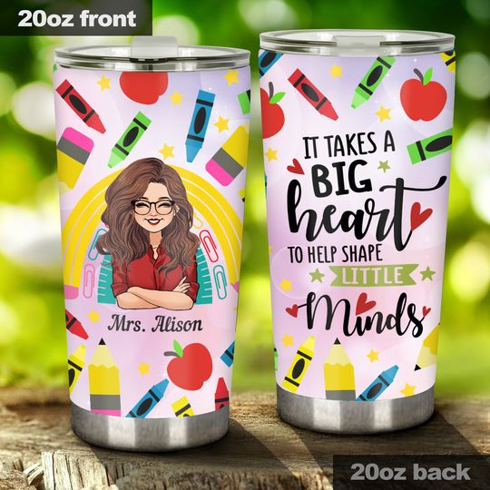 Discover It Takes A Big Heart - Personalized Teacher Tumbler