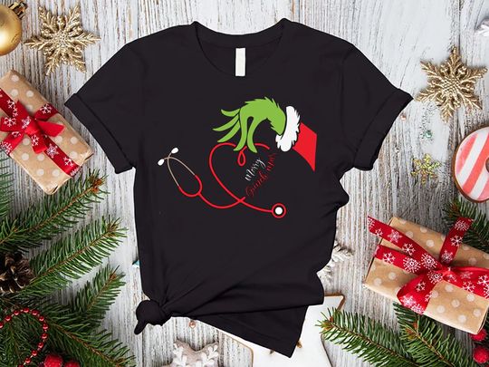 Discover Nurse Christmas Stethoscope T-Shirt