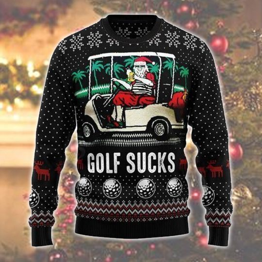 Discover Golf Santa Christmas Ugly Sweater