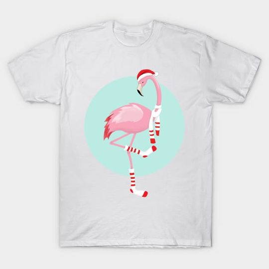 Discover Christmas Cute Pink Flamingo - Christmas Flamingo - T-Shirt