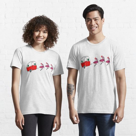 Discover Santa's RV Sleigh Flamingo Reindeer Florida Christmas Design T-Shirt