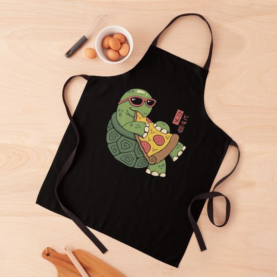 Discover Pizza Turtle Japanese Painting Kitchen Apron