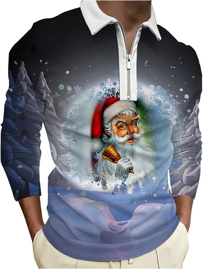 Discover Santra Claus Christmas 3D Print Long Sleeve Zipper