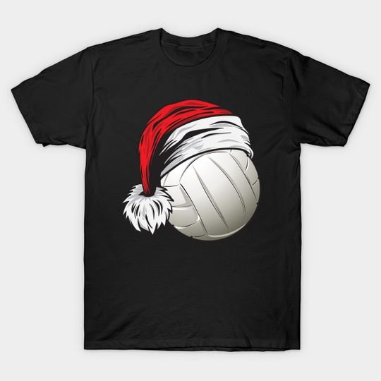 Discover Christmas Volleyball Ball With Santa Hat Funny Sport X-mas print  T-Shirt