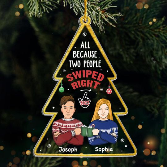Discover It Started With A Swipe - Couple Personalized Custom Ornament