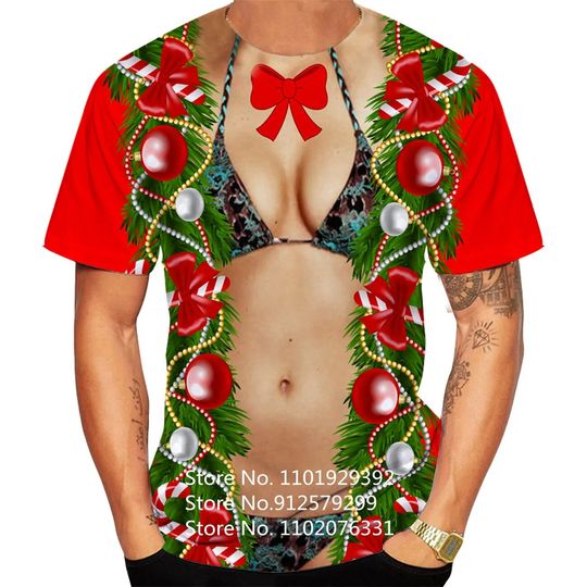 Discover Funny Muscle Christmas T-Shirt, 3D T-Shirt