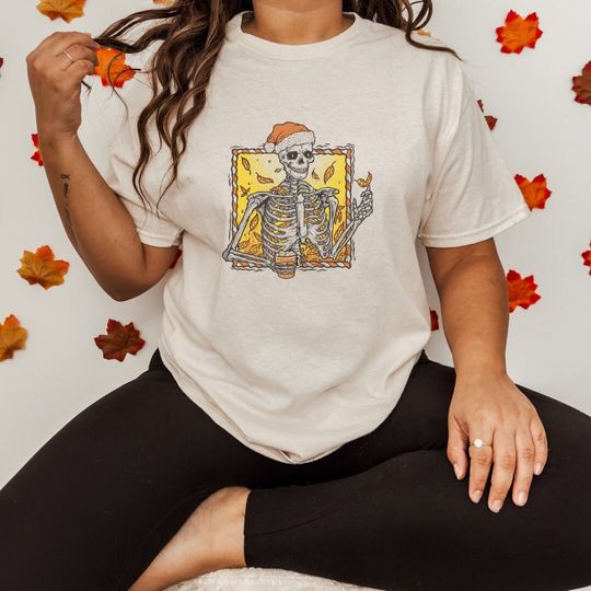 Discover Halloween and Christmas Skeleton Graphic Tee