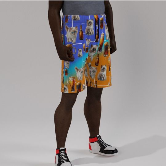 Discover Kitties and Beers Men's Beach Shorts