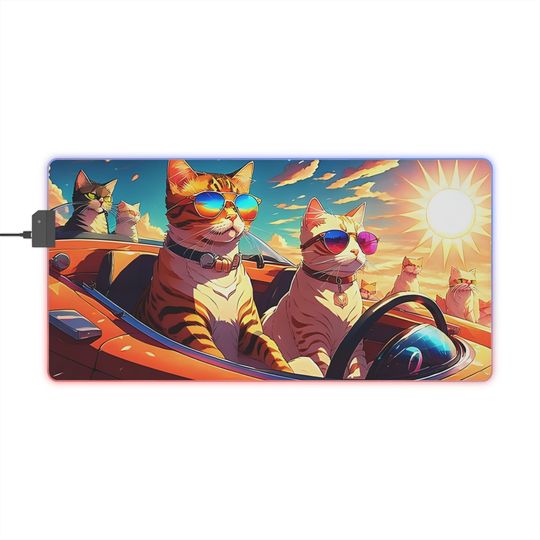Discover Adventourous Cats Landascape Extended Gaming Mouse Pad