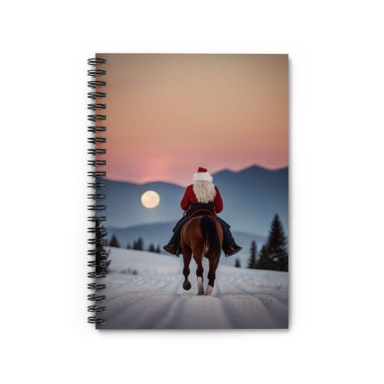 Discover Spiral Notebook - Ruled Line, Santa Claus, Santas on his Way, Santa and Horse