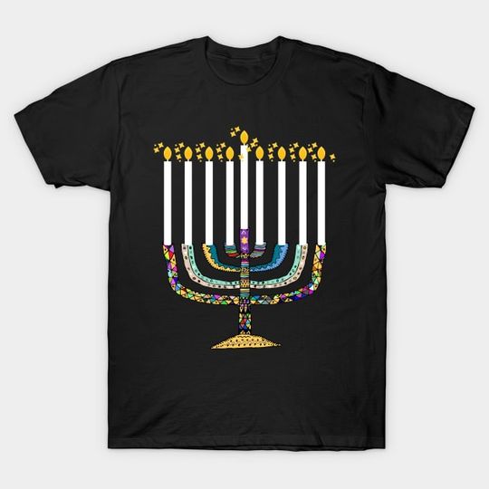 Discover Menorah Hanukkah Candles Hanukkah Gifts - T-Shirt