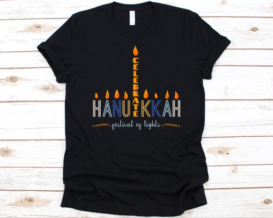 Discover Celebrate Hanukkah Shirt, Hanukkah Graphic, Festival of Lights Shirt