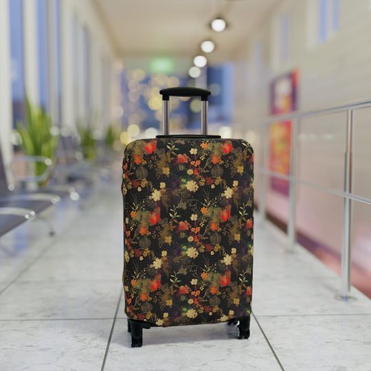 Discover Chiyogami Floral Luggage Cover | Luggage Protector  Black Flowers Designer Travel Accessory
