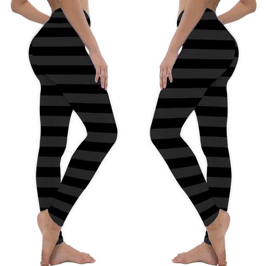 Discover Black and Dark Grey Stripes Leggings