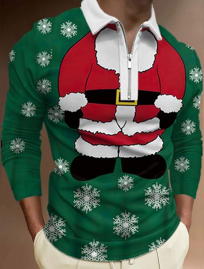 Discover Santa Claus Graphic Prints Turndown White 3D Print Christmas Street Long Sleeve