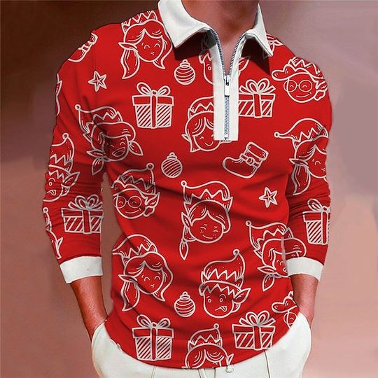 Discover Christmas Graphic Prints Turndown White 3D Print Christmas Street Long Sleeve