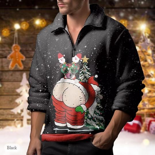 Discover Polo Outdoor Casual Daily Streetwear Christmas Flannel Long Sleeve Turndown Zip