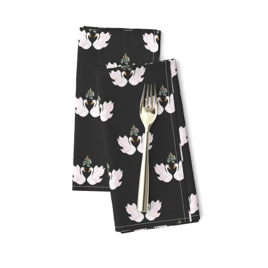 Discover Black And White Swan And Mistletoe Napkins