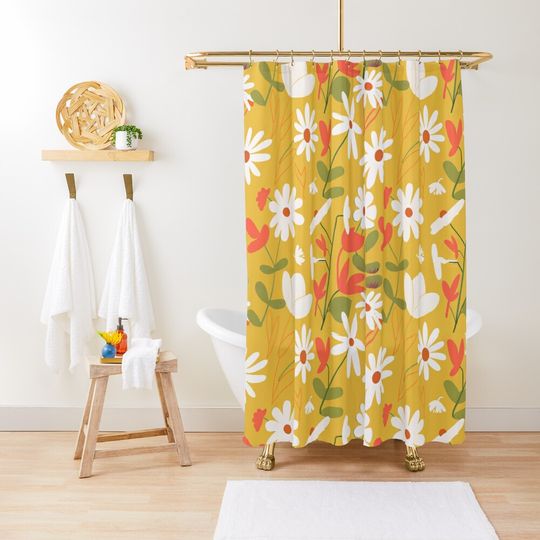 Discover Spring Floral Pattern Shower Curtain