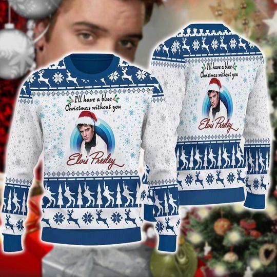 Discover Elvis Presley I'll Have A Blue Christmas Ugly Sweater, King Of Rock And Roll