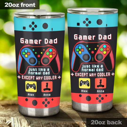 Discover Gamer Dad Like A Regular Dad But Way Cooler - Video Game gift for dad, Gamer - Personalized Tumbler